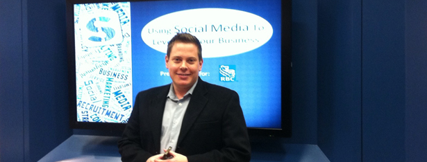 Sean Charles AKA Social Media Sean Presenting at the Royal Bank in Victoria BC Canada